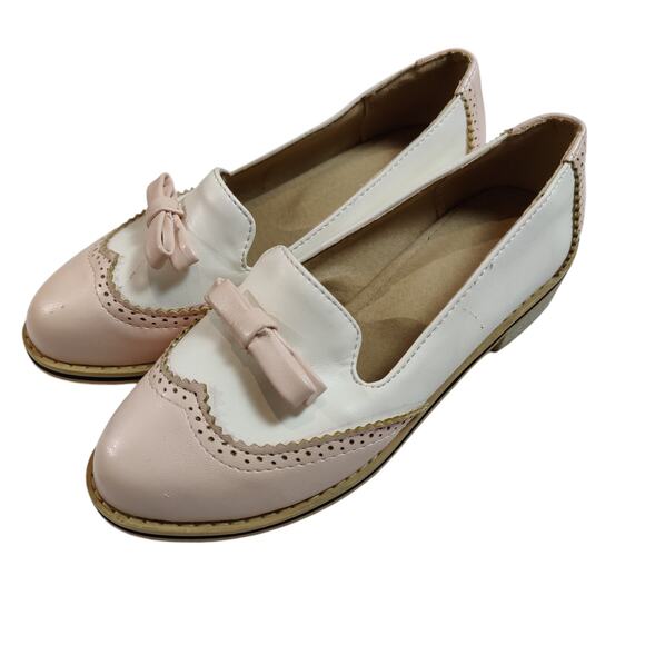 Galo Regalo Size EU 36 US 6 Pink Saddle Shoe Spectator Oxford Brogue Loafer - Picture 1 of 8